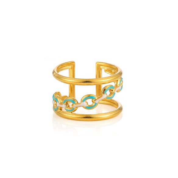 Wholesale Women's Elegant Geometric Stainless Steel Goldplated Ring