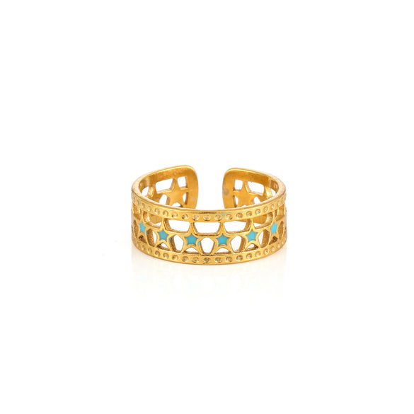 Wholesale Women's Elegant Geometric Stainless Steel Goldplated Ring