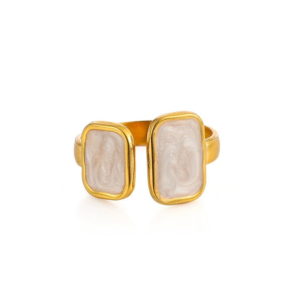 Wholesale Women's Elegant Geometric Stainless Steel Goldplated Ring