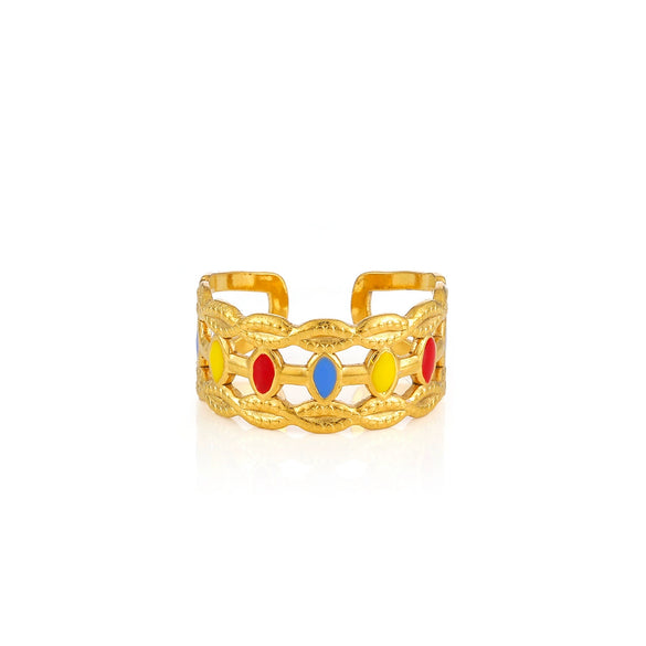 Wholesale Women's Elegant Geometric Stainless Steel Goldplated Ring
