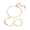 Wholesale Women's Elegant Geometric Stainless Steel Real Gold Plated Finger Chain Bracelet