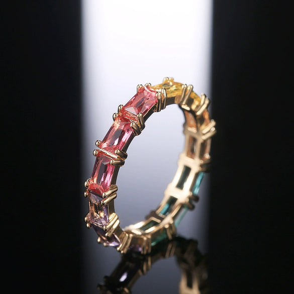Wholesale Women's Elegant Geometric Zircon Copper Ring Jewelry