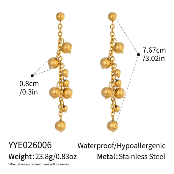 Wholesale Women's Elegant Highend Geometric Stainless Steel Gold Tassel Earrings With Vacuum Real Gold Plating In Pvd Furnace
