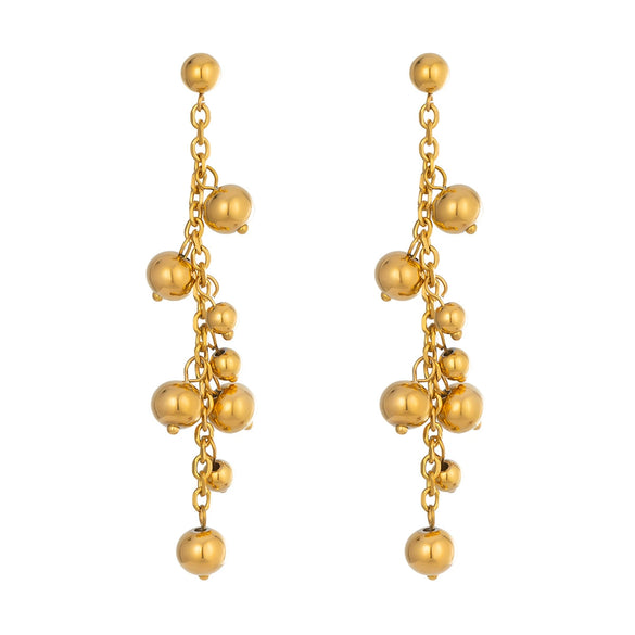 Wholesale Women's Elegant Highend Geometric Stainless Steel Gold Tassel Earrings With Vacuum Real Gold Plating In Pvd Furnace