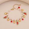 Wholesale Women's Elegant Imitation Pearl Fruit Shaped Stainless Steel Electroplated Bracelet