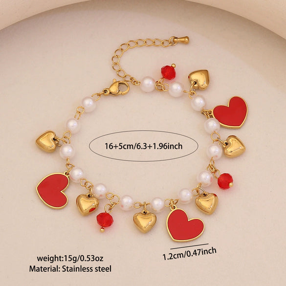 Wholesale Women's Elegant Imitation Pearl Fruit Shaped Stainless Steel Electroplated Bracelet