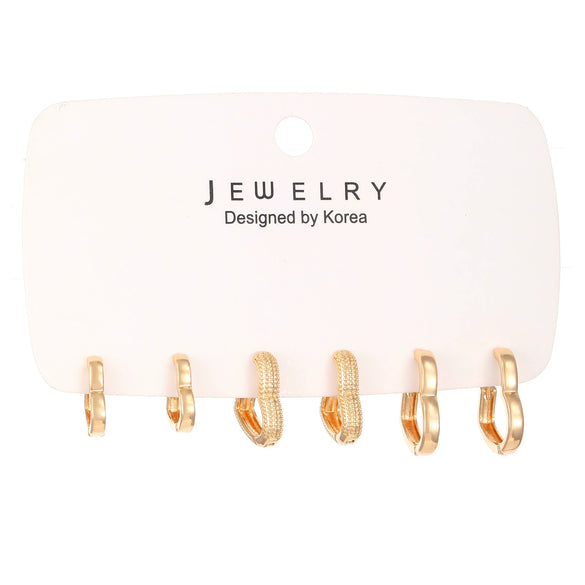 Wholesale Women's Elegant Light Luxury Copper Heartshaped Geometric Zircon Earrings 3Piece Set With Electroplating