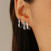 Wholesale Women's Elegant Light Luxury Copper Heartshaped Geometric Zircon Earrings 3Piece Set With Electroplating