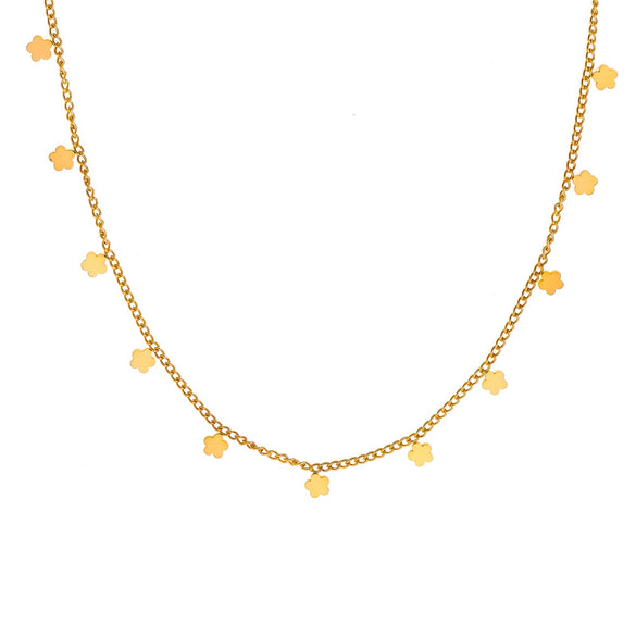 Wholesale Women's Elegant Light Luxury Style Peach Blossom Pendant Clavicle Necklace Titanium Steel Electroplated 18K Gold