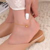 Wholesale Women's Elegant Light Luxury Titanium Steel 18K Gold Plated Anklet With Love And Geometric Pattern