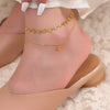 Wholesale Women's Elegant Light Luxury Titanium Steel 18K Gold Plated Anklet With Love And Geometric Pattern