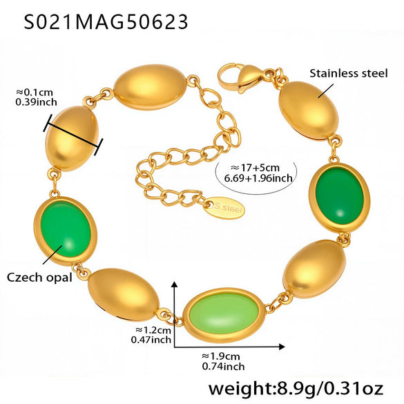 Wholesale Women's Elegant Luxury Stainless Steel And Crystal Glass Geometric Splicing Anklet Jewelry