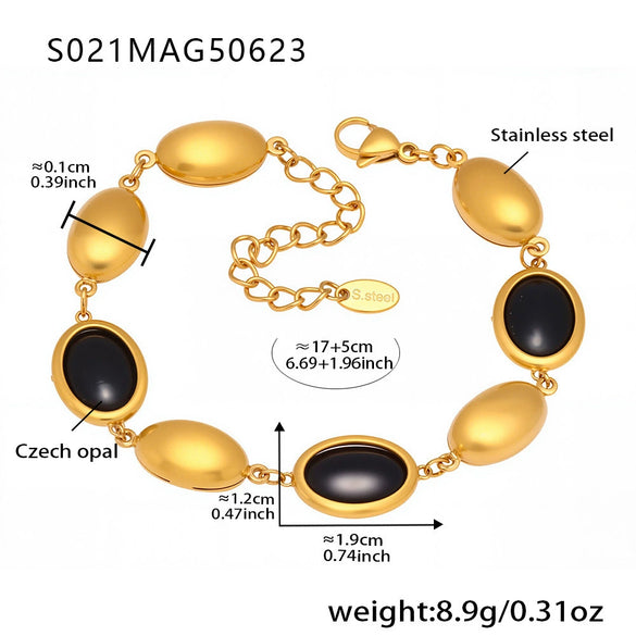 Wholesale Women's Elegant Luxury Stainless Steel And Crystal Glass Geometric Splicing Anklet Jewelry