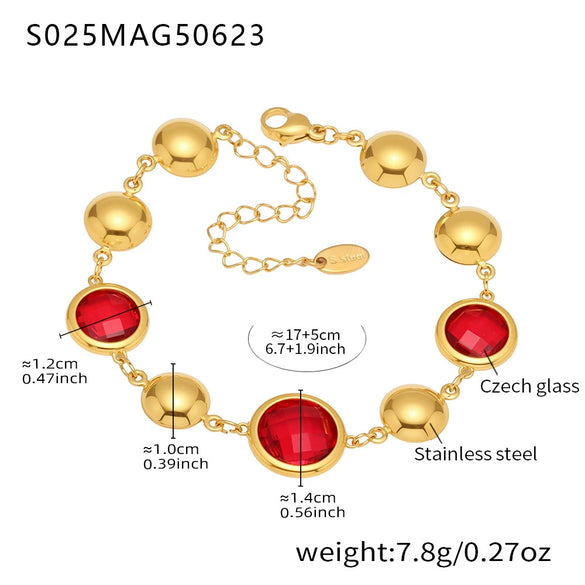 Wholesale Women's Elegant Luxury Stainless Steel And Crystal Glass Geometric Splicing Anklet Jewelry