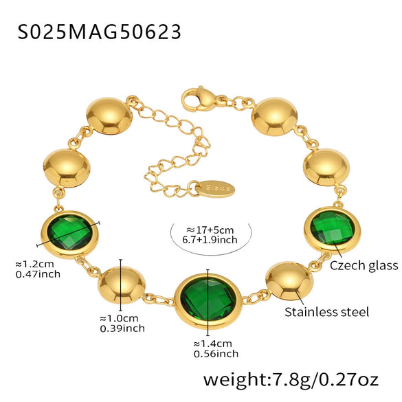 Wholesale Women's Elegant Luxury Stainless Steel And Crystal Glass Geometric Splicing Anklet Jewelry