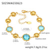 Wholesale Women's Elegant Luxury Stainless Steel And Crystal Glass Geometric Splicing Anklet Jewelry