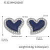 Wholesale Women's Elegant Luxury Stainless Steel 18K Gold Plated Heart Shaped Geometric Pattern Zircon Rhine Blue Diamond Earrings With Electroplating