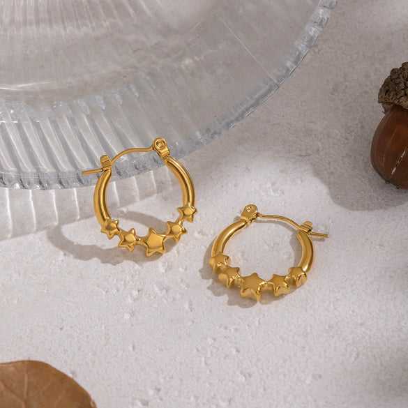Wholesale Women's Elegant Minimalist Constellation Star Shape Electroplated Stainless Steel Earrings