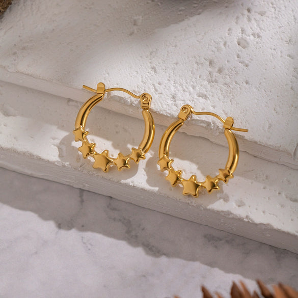 Wholesale Women's Elegant Minimalist Constellation Star Shape Electroplated Stainless Steel Earrings