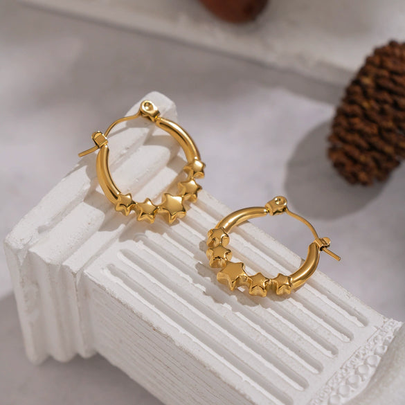 Wholesale Women's Elegant Minimalist Constellation Star Shape Electroplated Stainless Steel Earrings