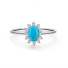 Wholesale Women's Elegant Oval Turquoise Ring In 925 Sterling Silver With Crown Design And Seiko Craftsmanship