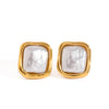 Wholesale Women's Elegant Quiet Design Square Geometric Stainless Steel Pearl Earrings With Electroplating