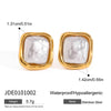 Wholesale Women's Elegant Quiet Design Square Geometric Stainless Steel Pearl Earrings With Electroplating