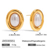 Wholesale Women's Elegant Quiet Design Square Geometric Stainless Steel Pearl Earrings With Electroplating