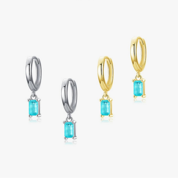 Wholesale Women's Elegant Rectangular Tourmaline Earrings In S925 Sterling Silver With Seiko Craftsmanship And Geometric Design