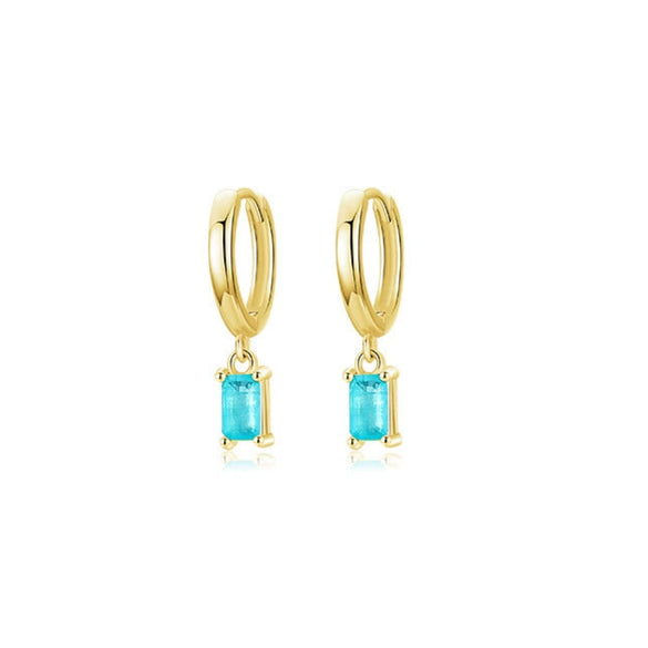 Wholesale Women's Elegant Rectangular Tourmaline Earrings In S925 Sterling Silver With Seiko Craftsmanship And Geometric Design