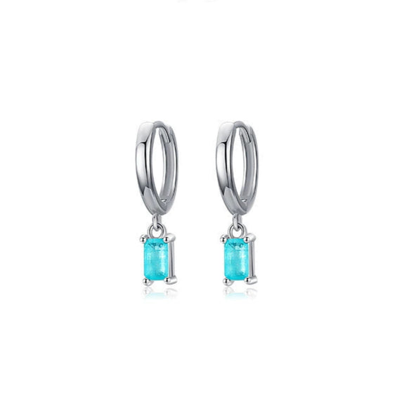 Wholesale Women's Elegant Rectangular Tourmaline Earrings In S925 Sterling Silver With Seiko Craftsmanship And Geometric Design