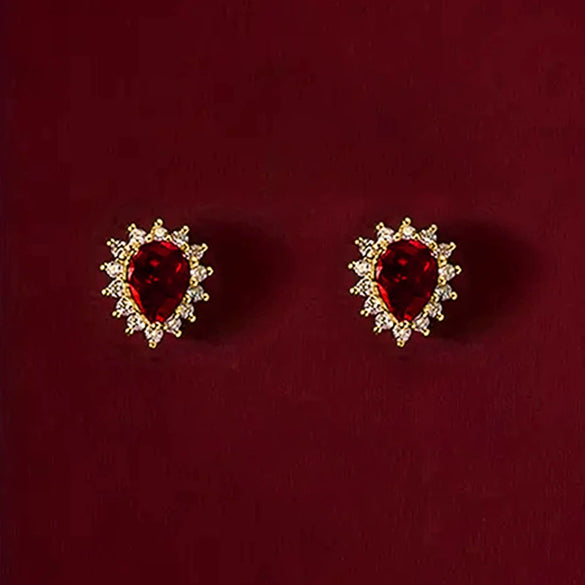 Wholesale Women's Elegant Retro Copper Earrings With Geometric And Water Drop Shapes And Zirconia Design