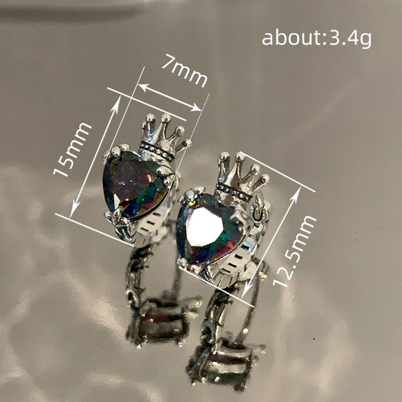Wholesale Women's Elegant Retro Crown Geometric Copper Earrings With Zircon And Flower Patterns