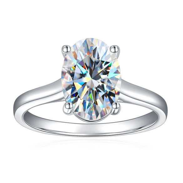 Wholesale Women's Elegant Ring 925 Sterling Silver Geometric Pigeon Egg Moissanite Row Ring With Electroplating