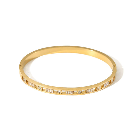 Wholesale Women's Elegant Round Square Hollow Design Titanium Steel Bracelet With 18K Gold Color Vacuum Plated Finish