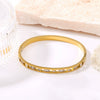 Wholesale Women's Elegant Round Square Hollow Design Titanium Steel Bracelet With 18K Gold Color Vacuum Plated Finish