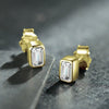 Wholesale Women's Elegant S925 Sterling Silver Rectangular Zircon Earrings With Geometric Design And Seiko Craftsmanship
