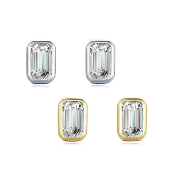 Wholesale Women's Elegant S925 Sterling Silver Rectangular Zircon Earrings With Geometric Design And Seiko Craftsmanship