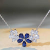 Wholesale Women's Elegant Silver 925 Sterling Silver Flower Ochain Necklace With Diamond Design