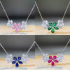 Wholesale Women's Elegant Silver 925 Sterling Silver Flower Ochain Necklace With Diamond Design