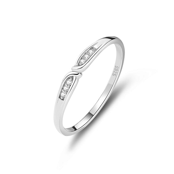 Wholesale Women's Elegant Simple Stackable Zircon Ring 925 Sterling Silver Geometric Electroplated Hand Jewelry