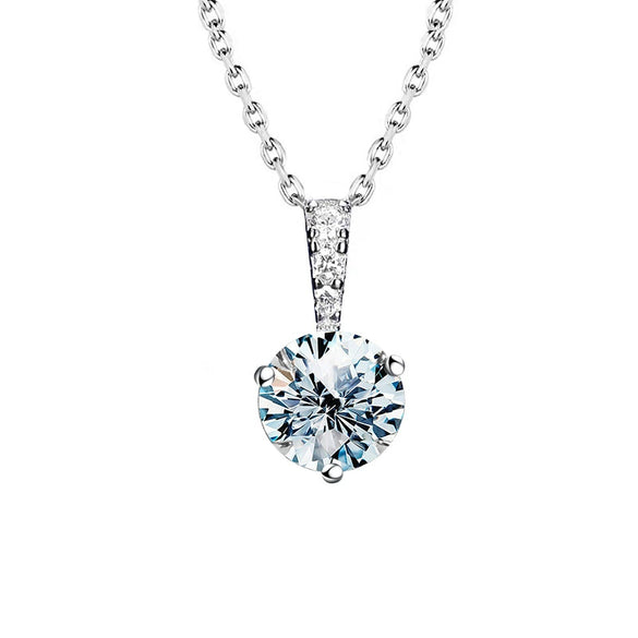 Wholesale Women's Elegant Simple Threeclaw Moissanite Pendant Clavicle Chain In 925 Silver With Electroplating Treatment