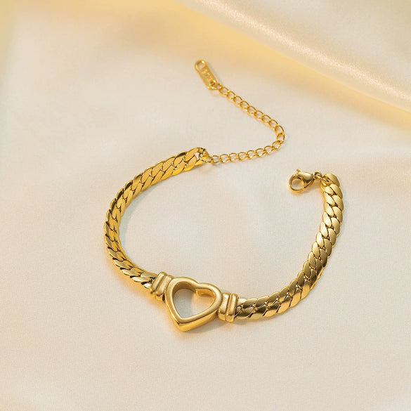 Wholesale Women's Elegant Simple Versatile Titanium Steel Bracelet With Heart Shape Flower Bow Tie Pattern Electroplated