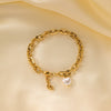 Wholesale Women's Elegant Simple Versatile Titanium Steel Bracelet With Heart Shape Flower Bow Tie Pattern Electroplated