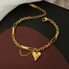 Wholesale Women's Elegant Simple Versatile Titanium Steel Bracelet With Heart Shape Flower Bow Tie Pattern Electroplated