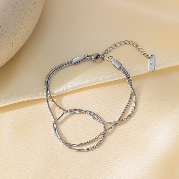 Wholesale Women's Elegant Simple Versatile Titanium Steel Bracelet With Heart Shape Flower Bow Tie Pattern Electroplated