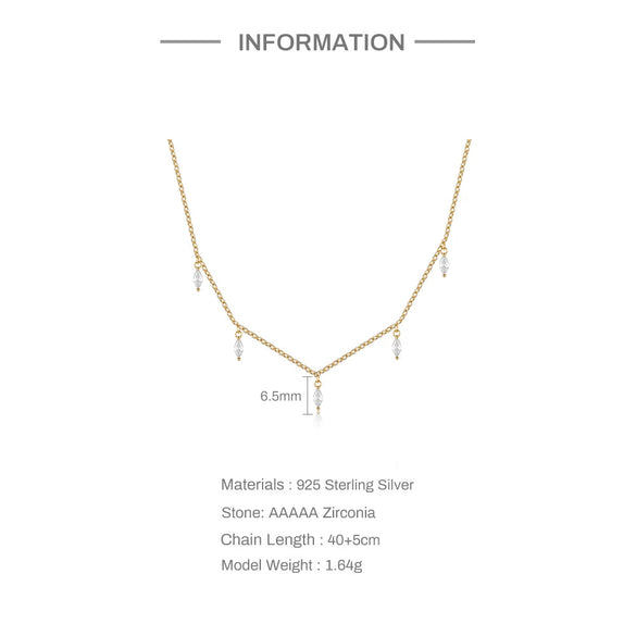 Wholesale Women's Elegant Stacked Horse Eye Diamond Clavicle Necklace In S925 Sterling Silver With Geometric Style And Electroplating Design