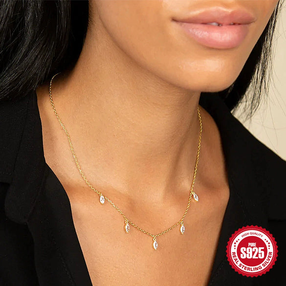 Wholesale Women's Elegant Stacked Horse Eye Diamond Clavicle Necklace In S925 Sterling Silver With Geometric Style And Electroplating Design