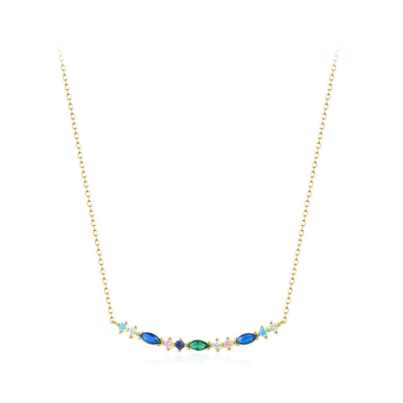 Wholesale Women's Elegant 925 Sterling Silver Flower Pattern Inlay Zircon Cross Chain Necklace