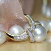 Wholesale Women's Elegant Temperament Geometric Zircon Pearl Goldplated Copper Ring Jewelry
